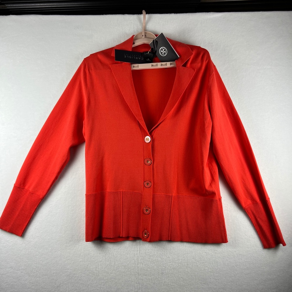 NWT Carlisle Collection Women's XL Red Knit Cardigan Blazer Resort Quiet Luxury